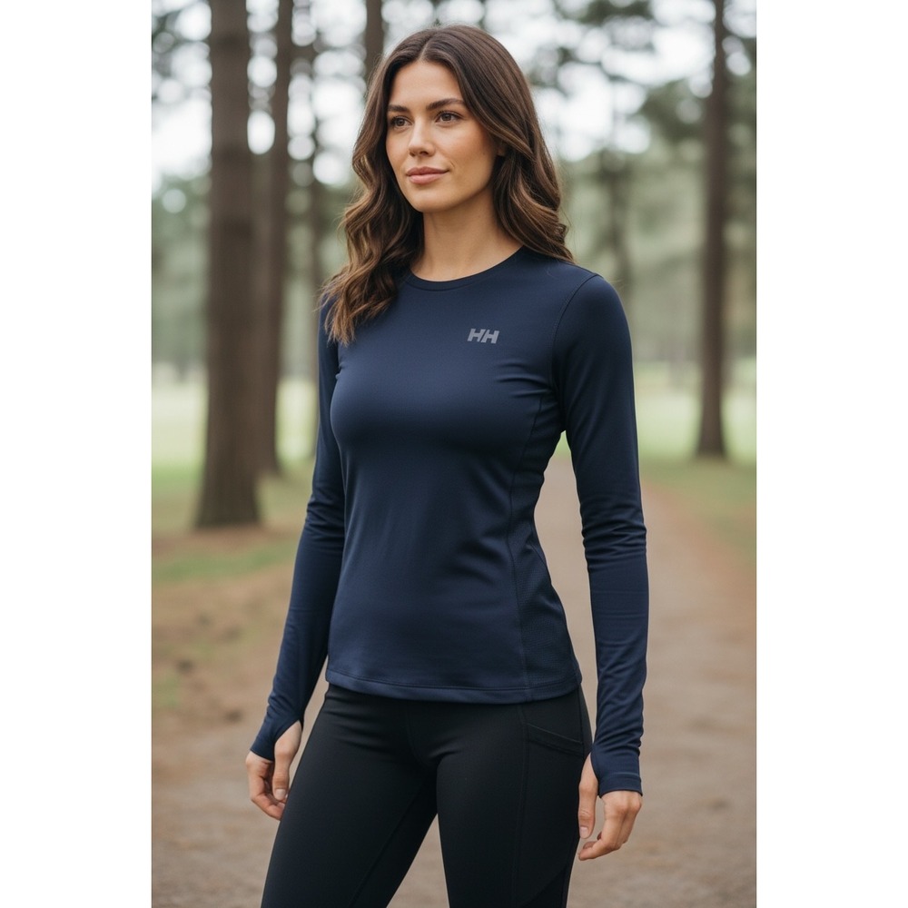 Helly Hansen Lifa Active Solen Long Sleeve Shirt Navy Womens XS UPF Base Layer